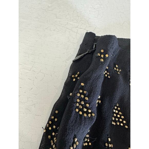 Joie Black Gold Beaded Silk Mini Skirt XS Night Out Party NYE - Picture 3 of 9